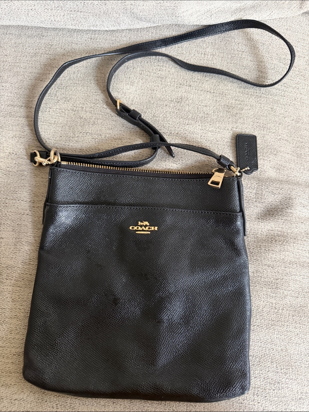 Coach Black Leather Crossbody with Gold Hardware